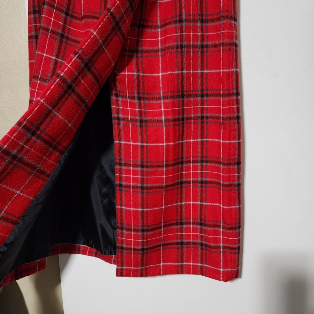 Liz Claiborne Crazy Horse Vintage Tartan Red Black Plaid Maxi Skirt - Picture 6 of 10